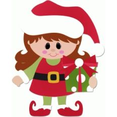 girl elf holding present christmas