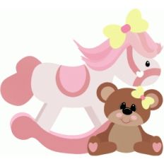 rocking horse with teddy bear