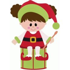 girl elf sitting on a drum christmas