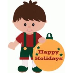 elf boy with christmas bulb ornaments