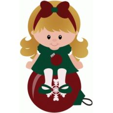 elf girl sitting on christmas ornament