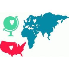 heart map and globe