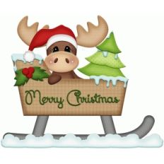 moose in sleigh christmas print and cut