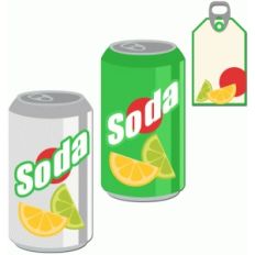 soda and tag set: lemon lime