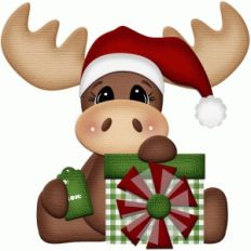 christmas moose with present print and cut