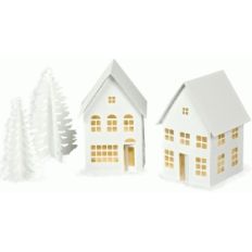 3d tea light village town house and shops