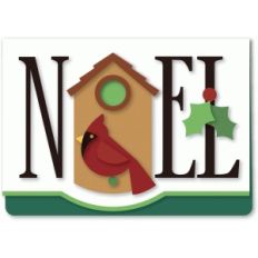 noel cardinal birdhouse 5x7 card