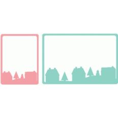 set of 2 christmas village journaling cards