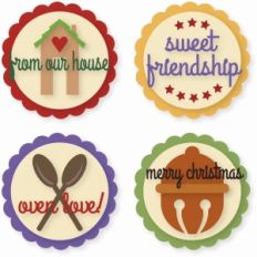 circle tags and mason jar lid décorations