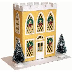 putz-style glitter house: castle roof
