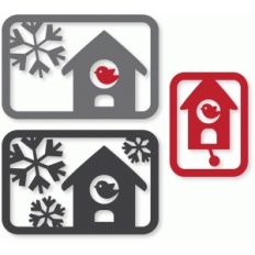 snowy birdhouse cards