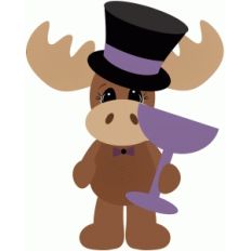 new years moose w wine glass