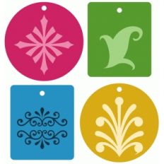 4 ornate tag set