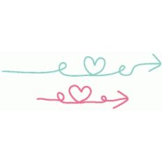 set of 2 heart doodle arrows