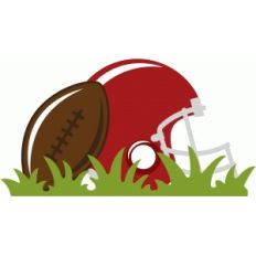 football and helmet in grass
