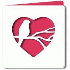 'bird on branch' cut out heart card