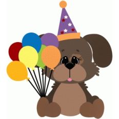 dog w party balloons and hat