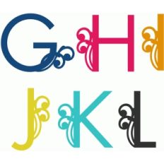 swirly alphabet g-l