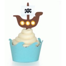 pirate ship on waves cupcake wrapper