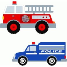 trucks fire and police