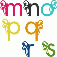swirly alphabet m-s lower case