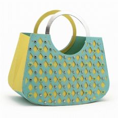 circle handle purse with diamond overlay