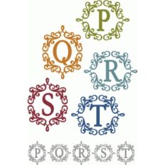 flourish frame monogram alphabet p-t