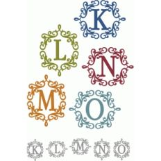 flourish frame monogram alphabet k-o