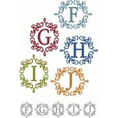 flourish frame monogram alphabet f-j