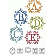 flourish frame monogram alphabet a-e