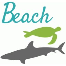 beach word art shark and turtle