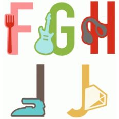 happy shape alphabet f-j