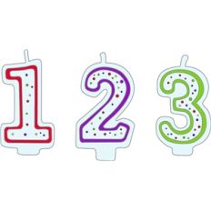 birthday candles 1 through 3