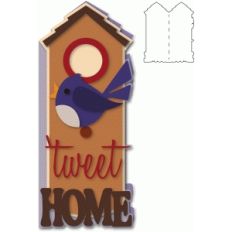bird house shaped tall card
