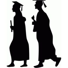 graduates walking silhouette