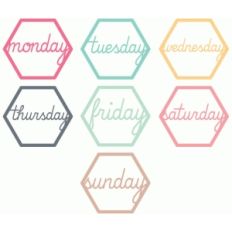 days of the week hexagons set