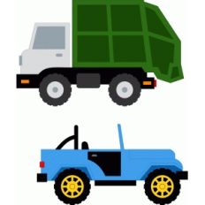 trash truck and jeep