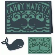 ahoy matey folded whales card