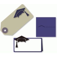 mortar board place card and large gift tag