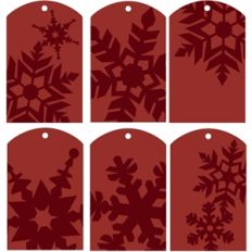 gift tags - snowflakes red