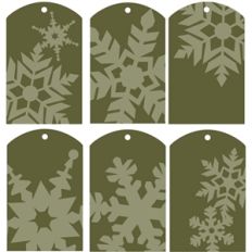 gift tags - snowflakes green