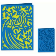 fancy floral bird and vine folded card