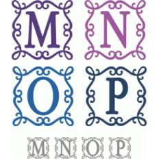 square flourish frame monograms m-p