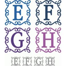 square flourish frame monograms e-h