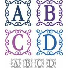 square flourish frame monograms a-d