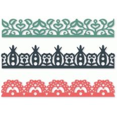three ornate folk art borders