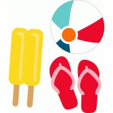 popsicle, flip flops, beach ball