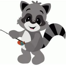 raccoon w fishing pole