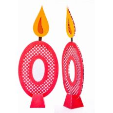 birthday candle number 0 with 3d base