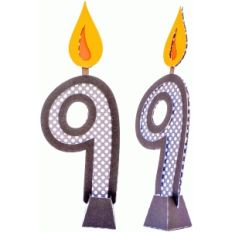 birthday candle number 9 with 3d base
